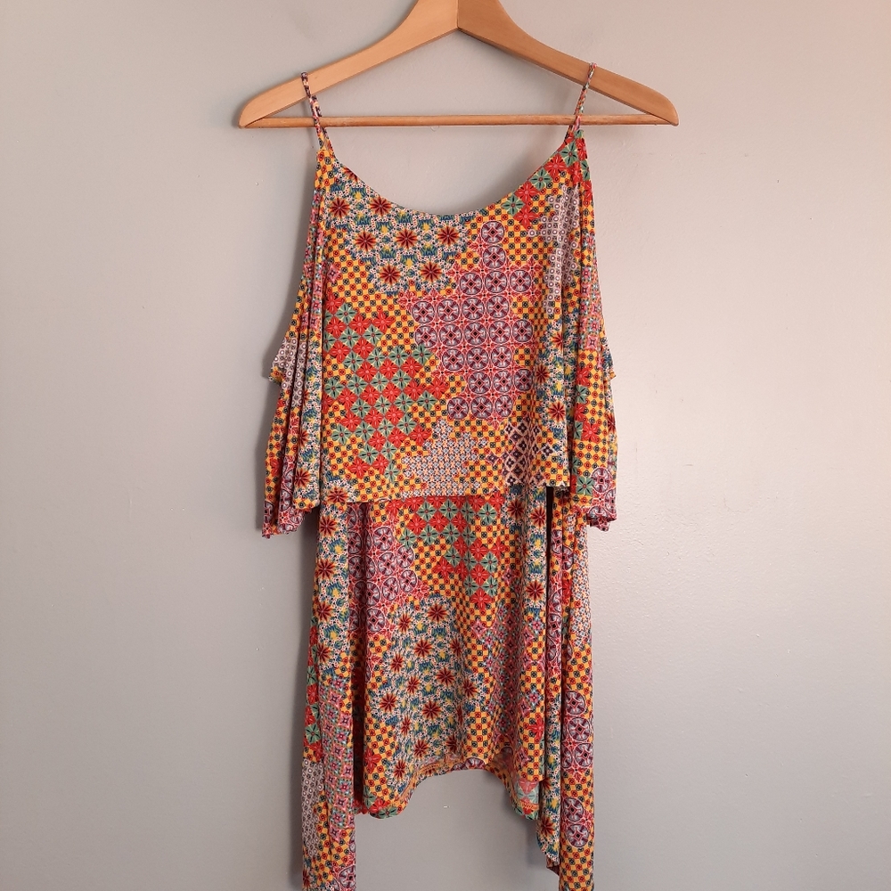Annabelle Colorful Mix Patterned Asymmetric Tunic